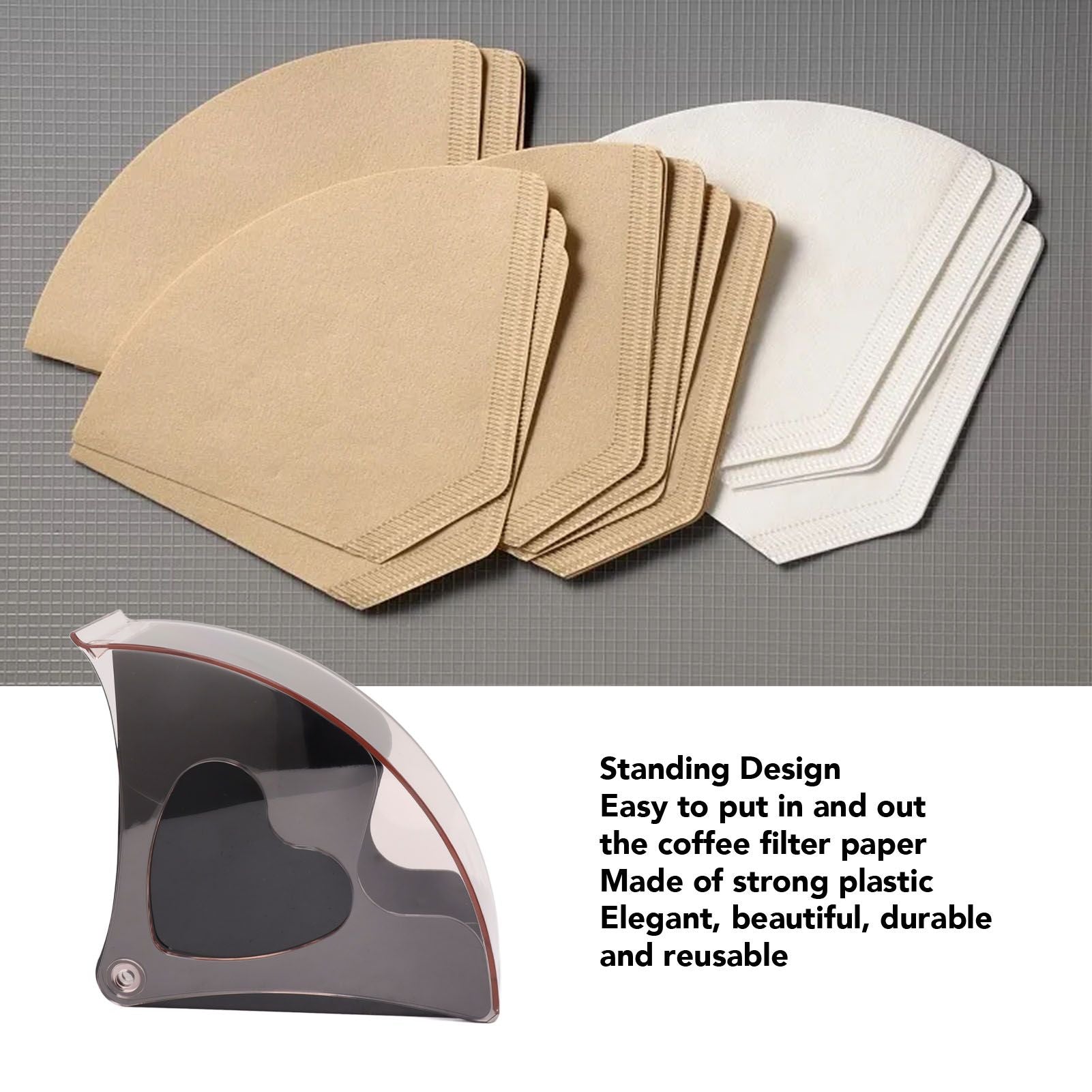 Coffee Filter Holder Storage Coffee Filter Paper Dispenser Rack with Dustproof Cover for Cafe Office Black V1294-YM0521-3118230025311