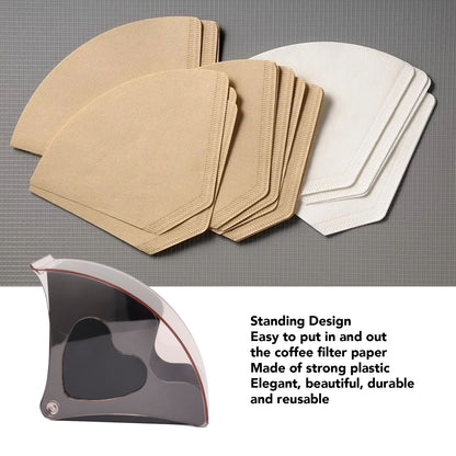 Coffee Filter Holder Storage Coffee Filter Paper Dispenser Rack with Dustproof Cover for Cafe Office Black V1294-YM0521-3118230025311