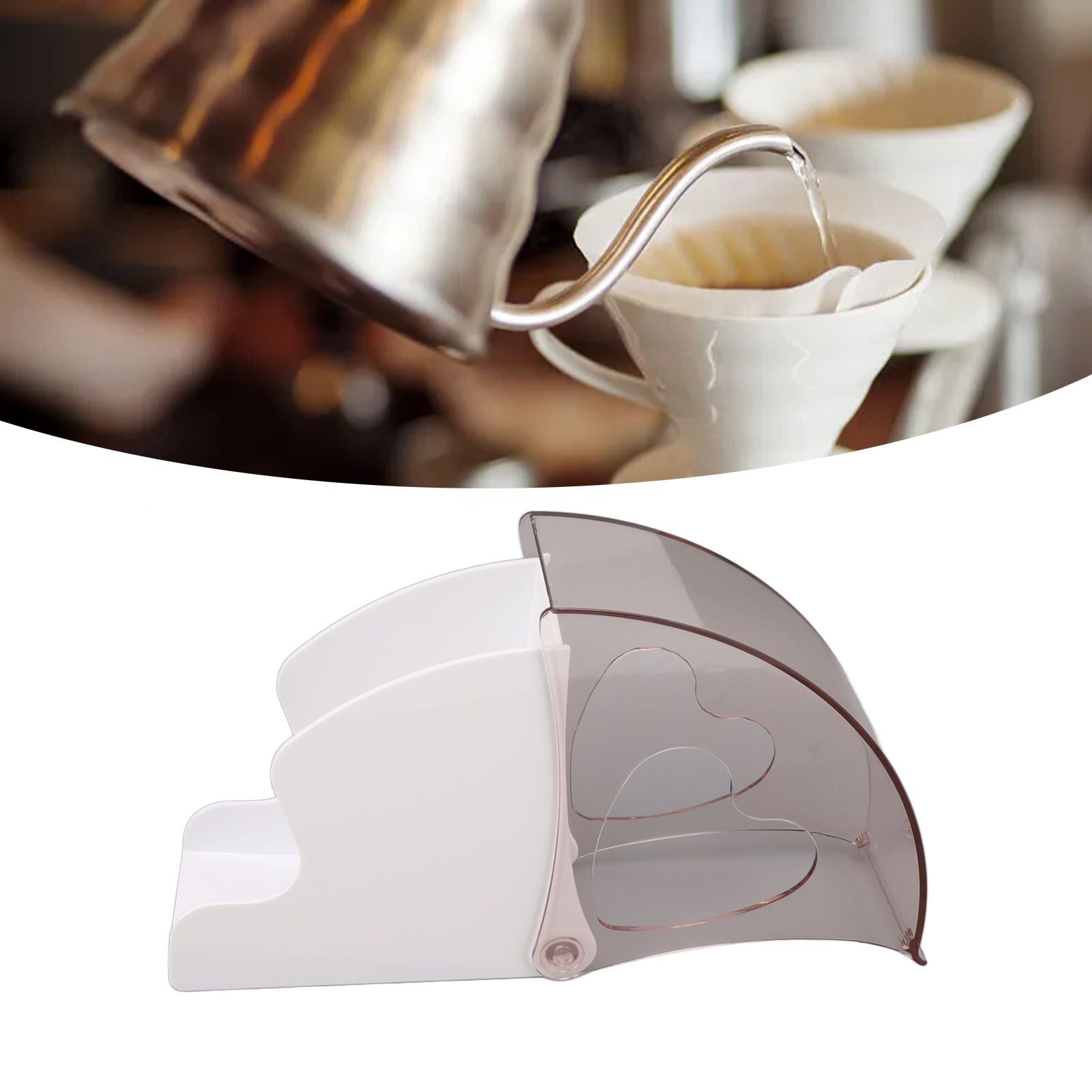 Coffee Filter Holder Storage Coffee Filter Paper Dispenser Rack with Dustproof Cover for Cafe Office White V1294-YM0521-3118230025312