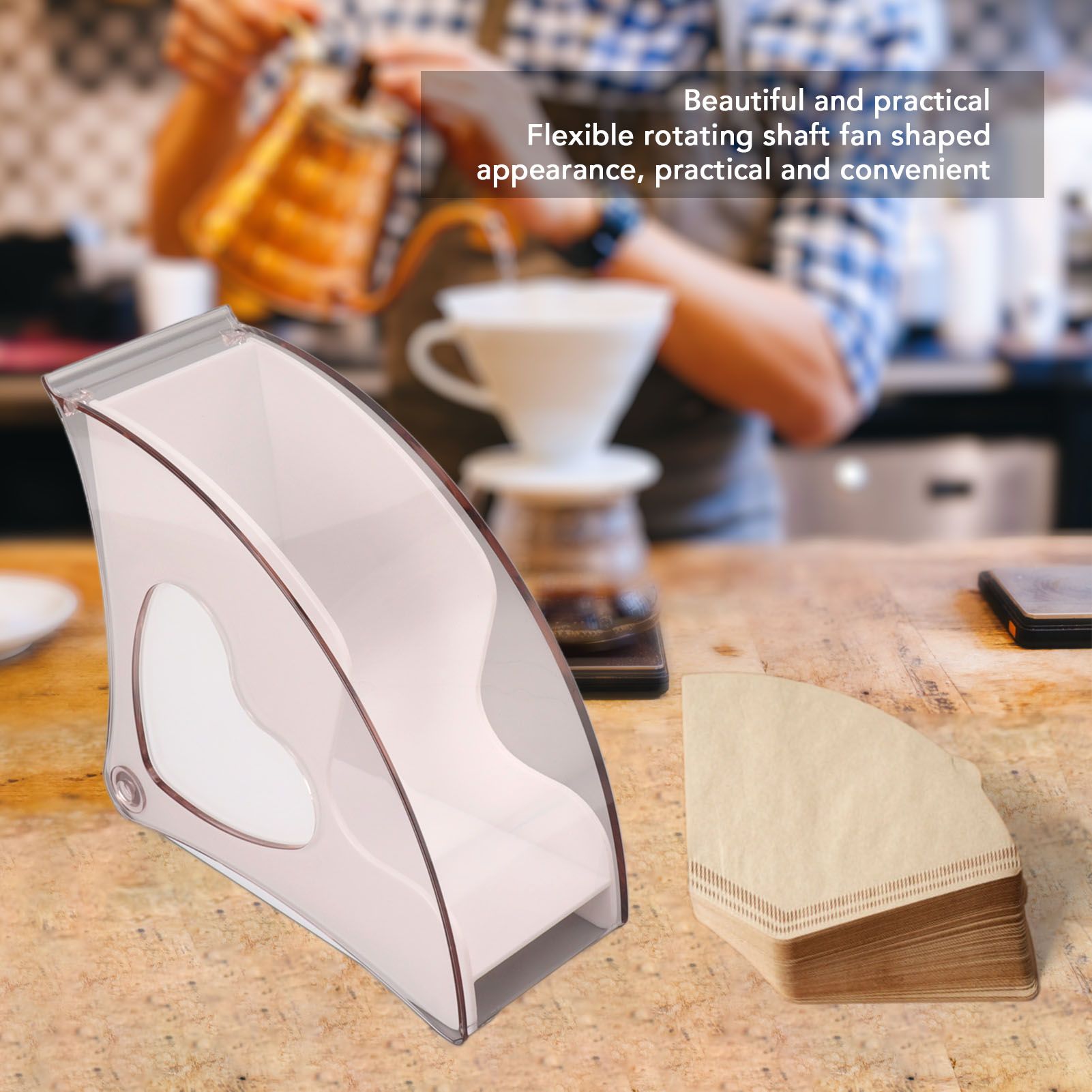 Coffee Filter Holder Storage Coffee Filter Paper Dispenser Rack with Dustproof Cover for Cafe Office White V1294-YM0521-3118230025312