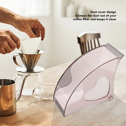 Coffee Filter Holder Storage Coffee Filter Paper Dispenser Rack with Dustproof Cover for Cafe Office White V1294-YM0521-3118230025312