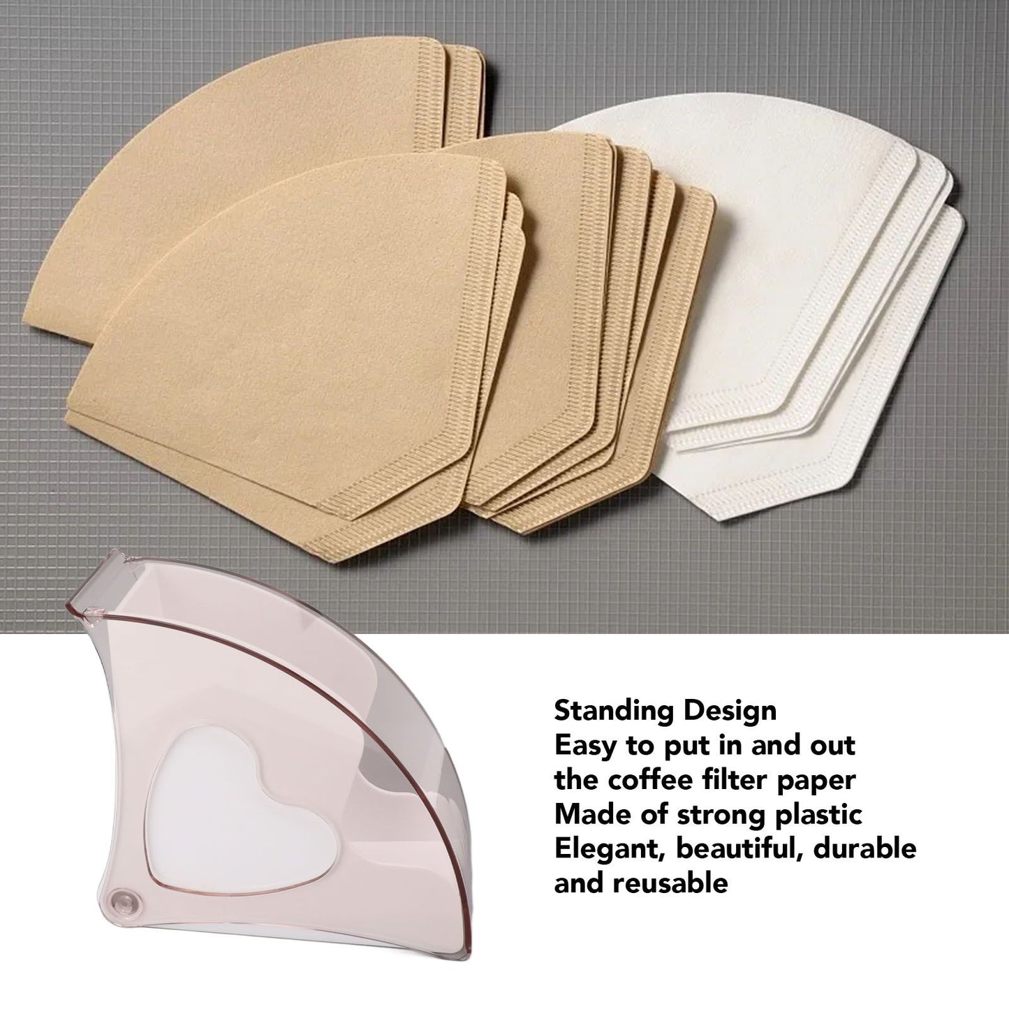 Coffee Filter Holder Storage Coffee Filter Paper Dispenser Rack with Dustproof Cover for Cafe Office White V1294-YM0521-3118230025312