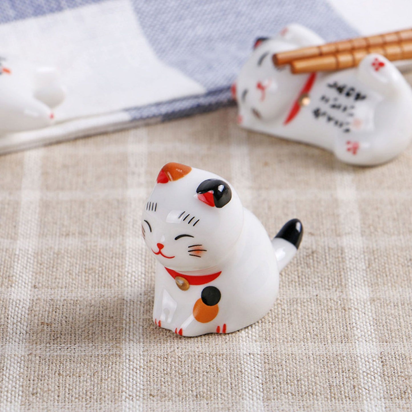 5Pcs Chopstick Racks Ceramic Cat Tableware Rest Mini Ceramic Kitten Ornaments Japanese Style V1294-YM0521-3118230026111