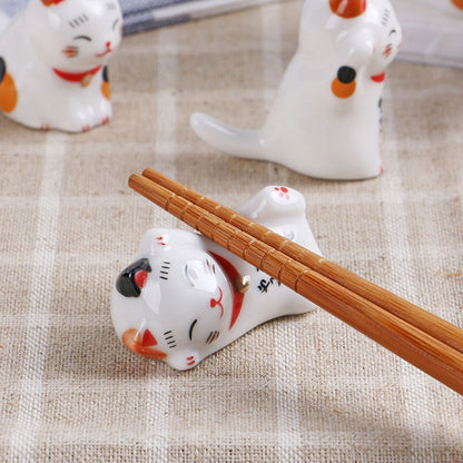 5Pcs Chopstick Racks Ceramic Cat Tableware Rest Mini Ceramic Kitten Ornaments Japanese Style V1294-YM0521-3118230026111
