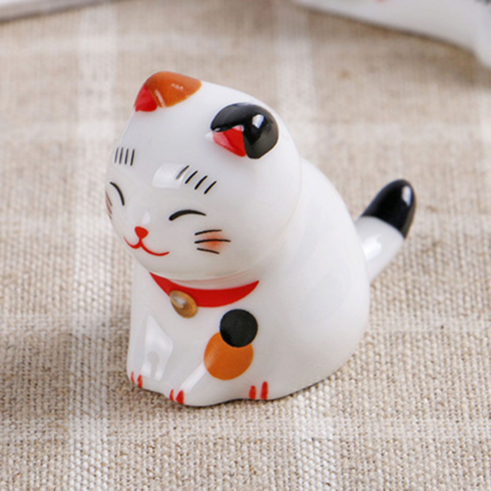 5Pcs Chopstick Racks Ceramic Cat Tableware Rest Mini Ceramic Kitten Ornaments Japanese Style V1294-YM0521-3118230026111