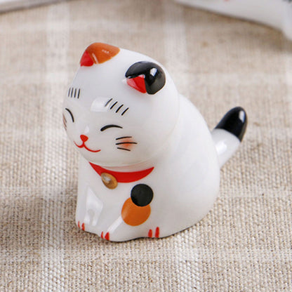 5Pcs Chopstick Racks Ceramic Cat Tableware Rest Mini Ceramic Kitten Ornaments Japanese Style V1294-YM0521-3118230026111