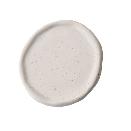 Jewelry Plate Ceramic Glossy Appearance Simple Modern Stylish Storage Tray for Home Gift White Round V1294-YM0521-3118230027411