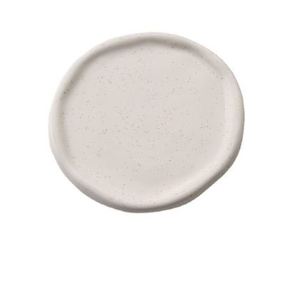 Jewelry Plate Ceramic Glossy Appearance Simple Modern Stylish Storage Tray for Home Gift White Round V1294-YM0521-3118230027411