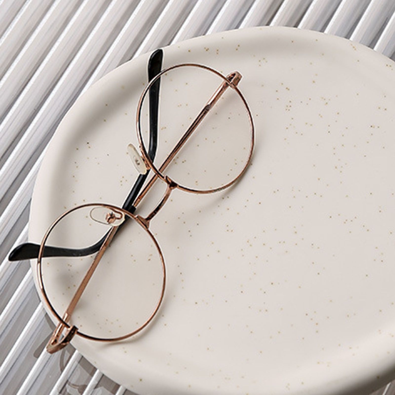 Jewelry Plate Ceramic Glossy Appearance Simple Modern Stylish Storage Tray for Home Gift White Round V1294-YM0521-3118230027411