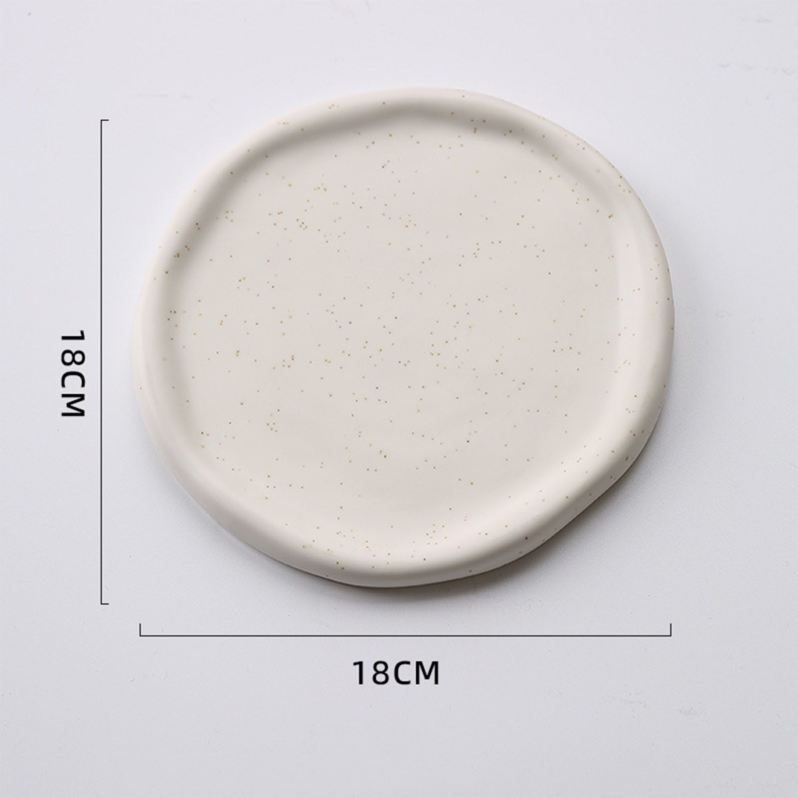 Jewelry Plate Ceramic Glossy Appearance Simple Modern Stylish Storage Tray for Home Gift White Round V1294-YM0521-3118230027411