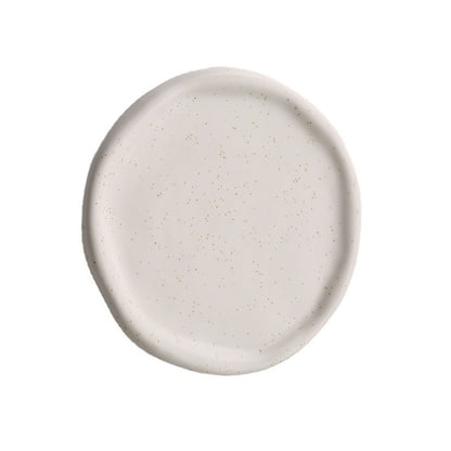 Jewelry Plate Ceramic Glossy Appearance Simple Modern Stylish Storage Tray for Home Gift White Round V1294-YM0521-3118230027411