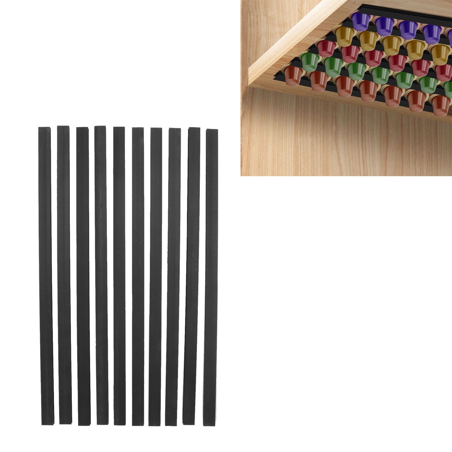 Coffee Capsule Strip Storage Organizing Wall Mounted Coffee Pod Holder Strip for Counter Kitchen Adhesive V1294-YM0521-3118230028414