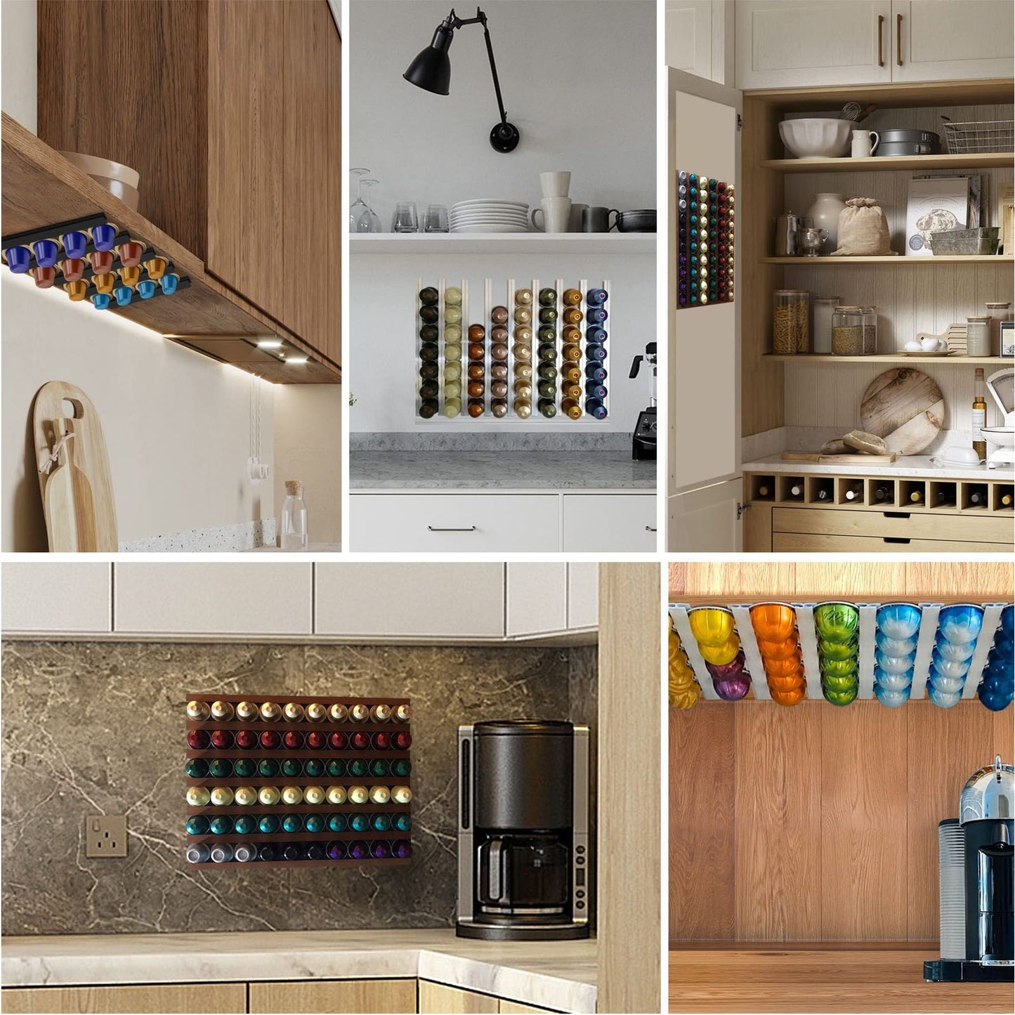 Coffee Capsule Strip Storage Organizing Wall Mounted Coffee Pod Holder Strip for Counter Kitchen Adhesive V1294-YM0521-3118230028414