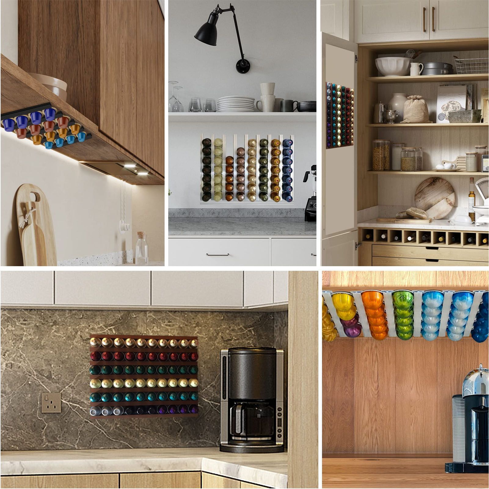 Coffee Capsule Strip Storage Organizing Wall Mounted Coffee Pod Holder Strip for Counter Kitchen Adhesive V1294-YM0521-3118230028414