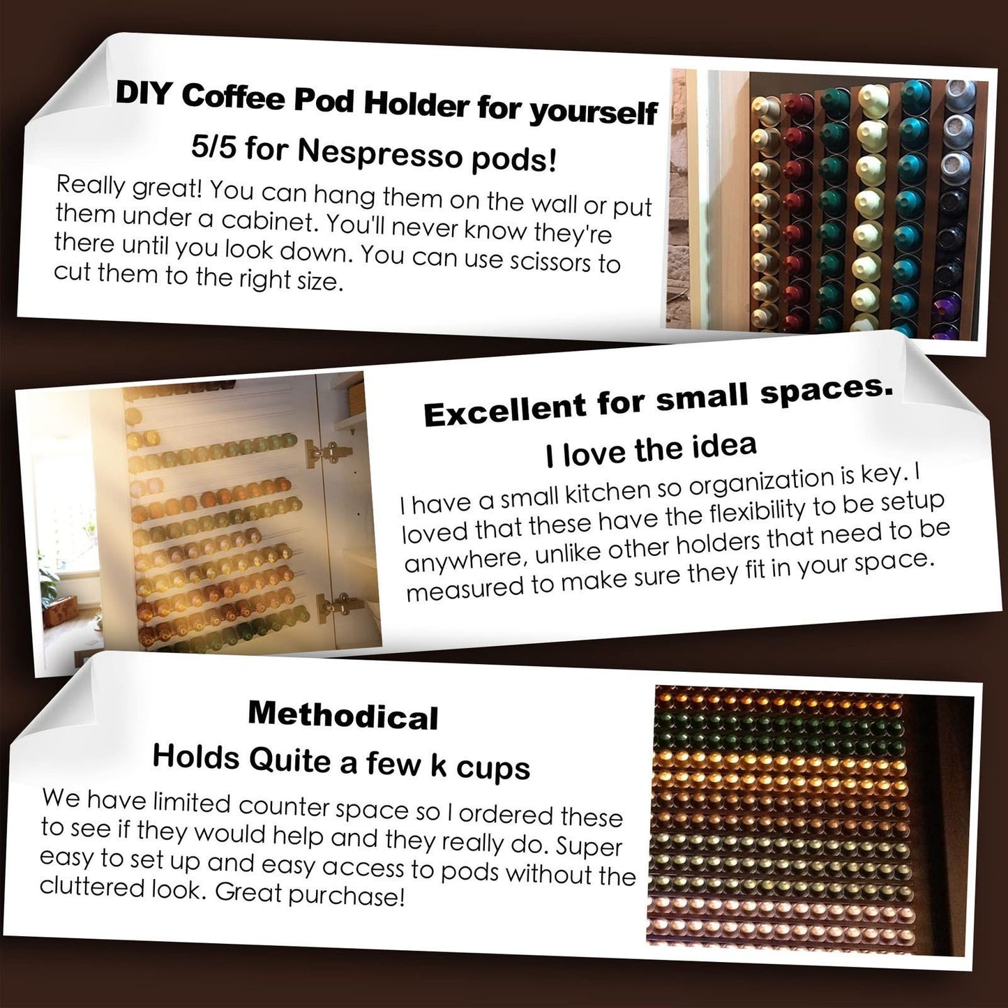 Coffee Capsule Strip Storage Organizing Wall Mounted Coffee Pod Holder Strip for Counter Kitchen Adhesive V1294-YM0521-3118230028414