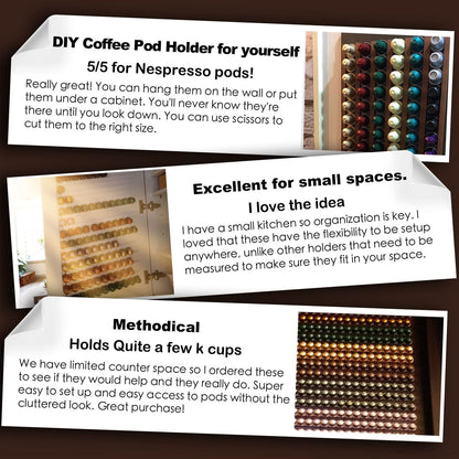Coffee Capsule Strip Storage Organizing Wall Mounted Coffee Pod Holder Strip for Counter Kitchen Adhesive V1294-YM0521-3118230028414