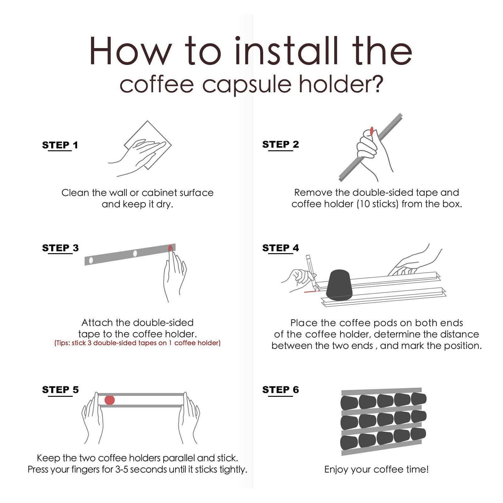 Coffee Capsule Strip Storage Organizing Wall Mounted Coffee Pod Holder Strip for Counter Kitchen Adhesive V1294-YM0521-3118230028414