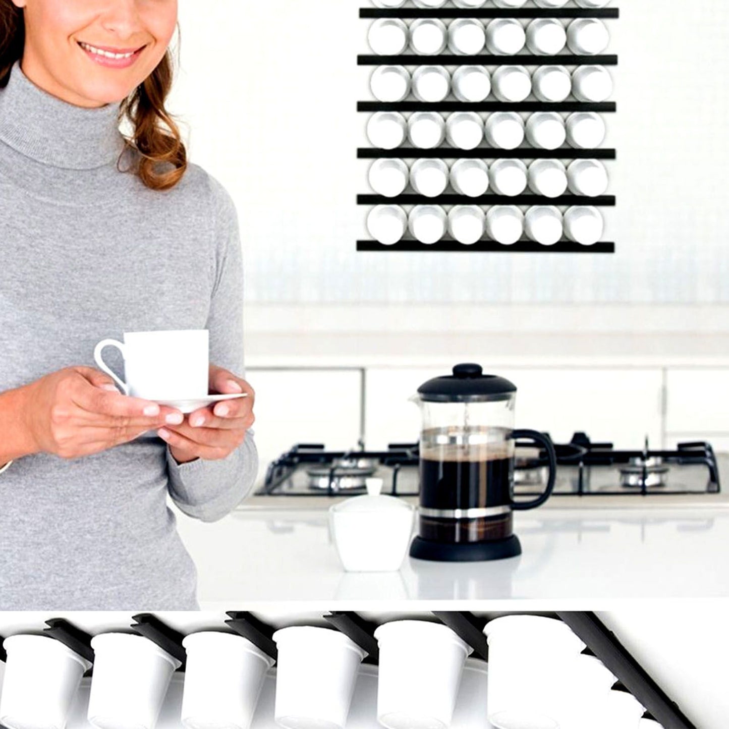Coffee Capsule Strip Storage Organizing Wall Mounted Coffee Pod Holder Strip for Counter Kitchen Adhesive V1294-YM0521-3118230028414