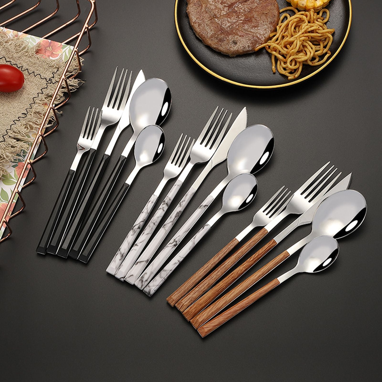Tableware Cutlery Set Stainless Steel Dinner Knives Forks Spoons Eating Utensils High Hardness Flatware Set V1294-YM0521-3118230029611