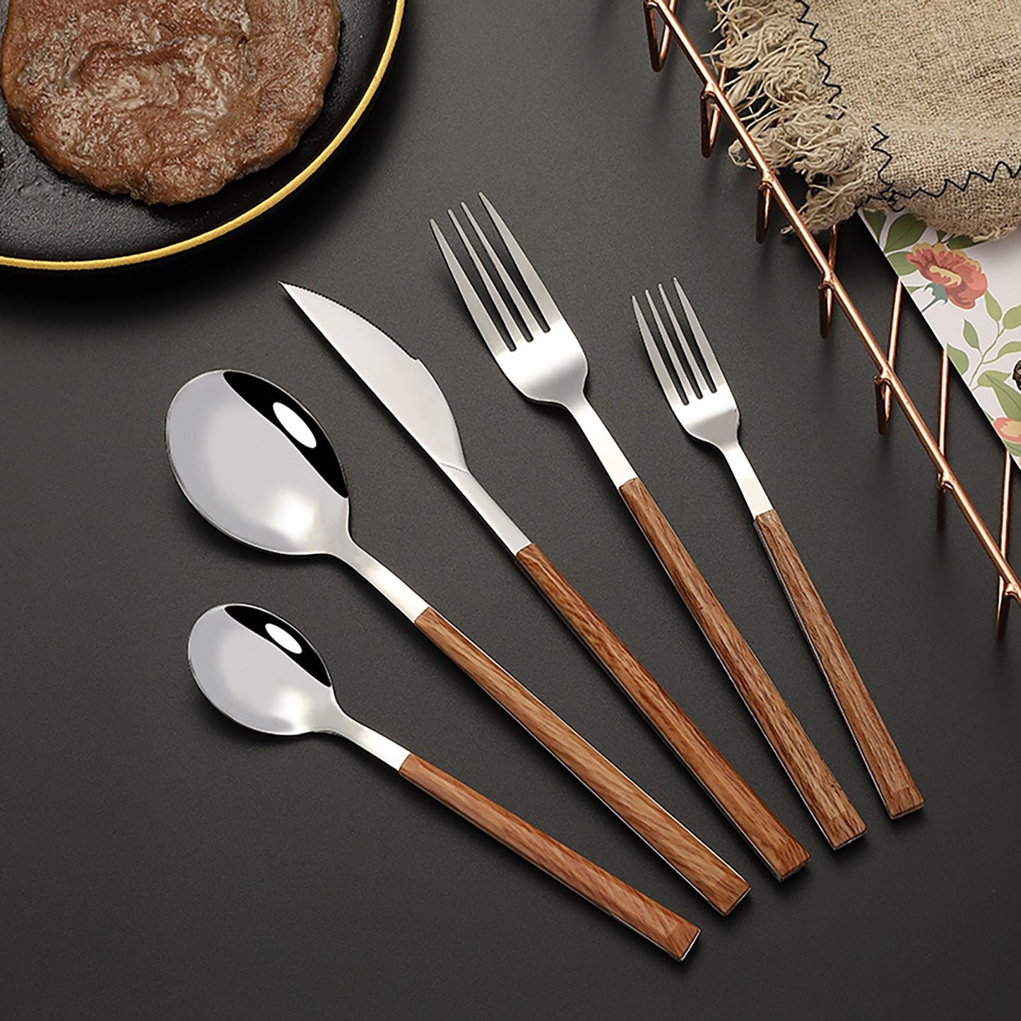 Tableware Cutlery Set Stainless Steel Dinner Knives Forks Spoons Eating Utensils High Hardness Flatware Set V1294-YM0521-3118230029611
