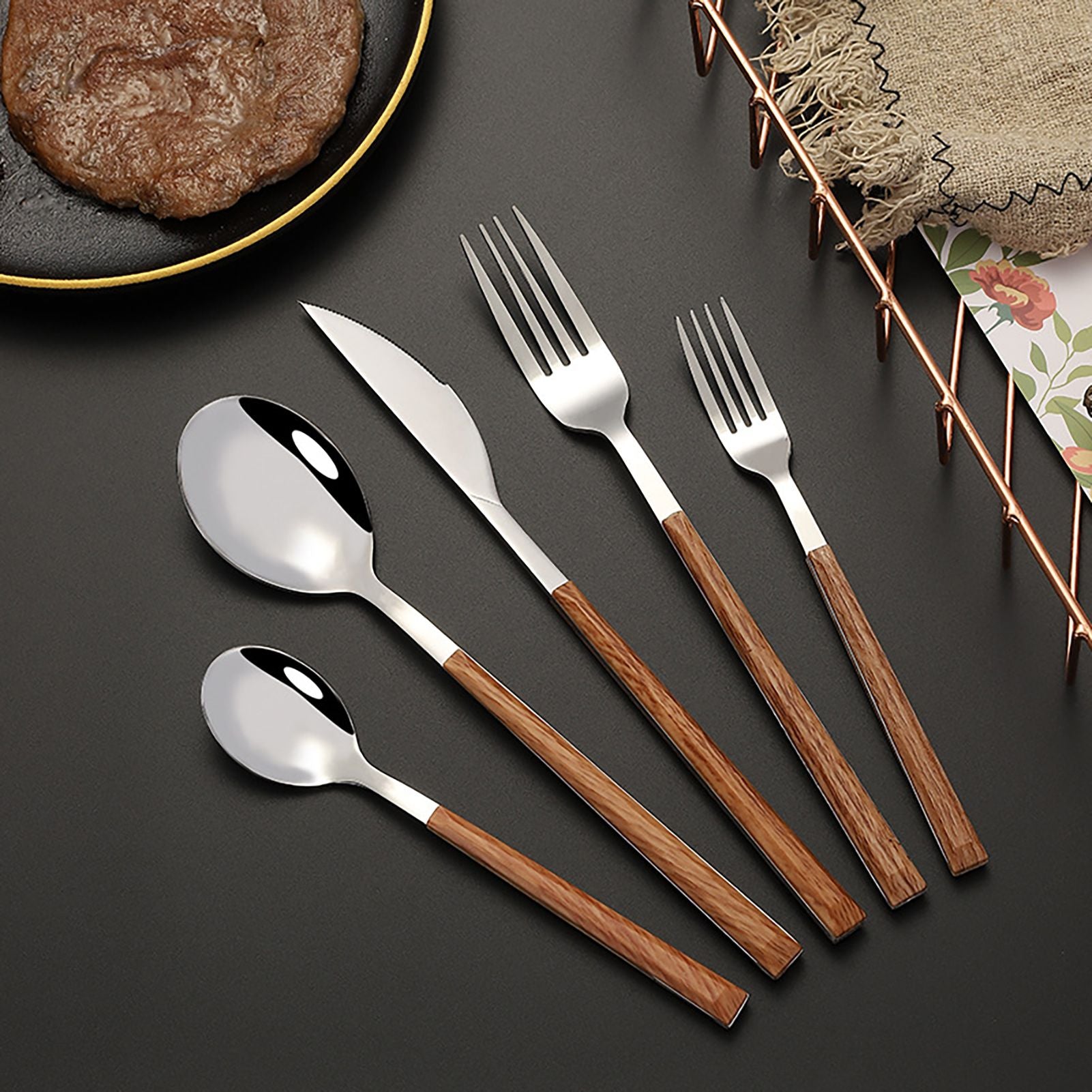 Tableware Cutlery Set Stainless Steel Dinner Knives Forks Spoons Eating Utensils High Hardness Flatware Set V1294-YM0521-3118230029611