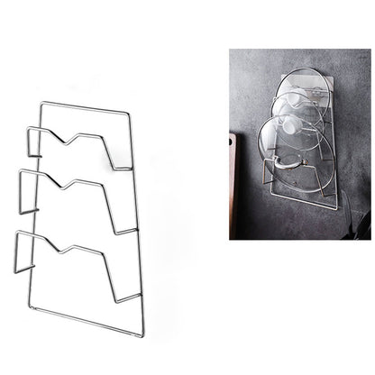 Wall Mounted Pot Lid Rack 3 Layers Multifunction Stainless Steel Lid Holder Chopping Board Storage Rack for V1294-YM0521-3118230031611