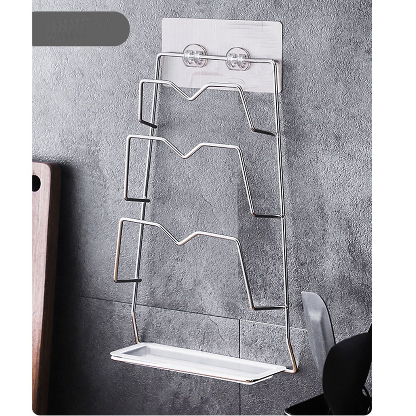 Wall Mounted Pot Lid Rack 3 Layers Multifunction Stainless Steel Lid Holder Chopping Board Storage Rack for V1294-YM0521-3118230031611