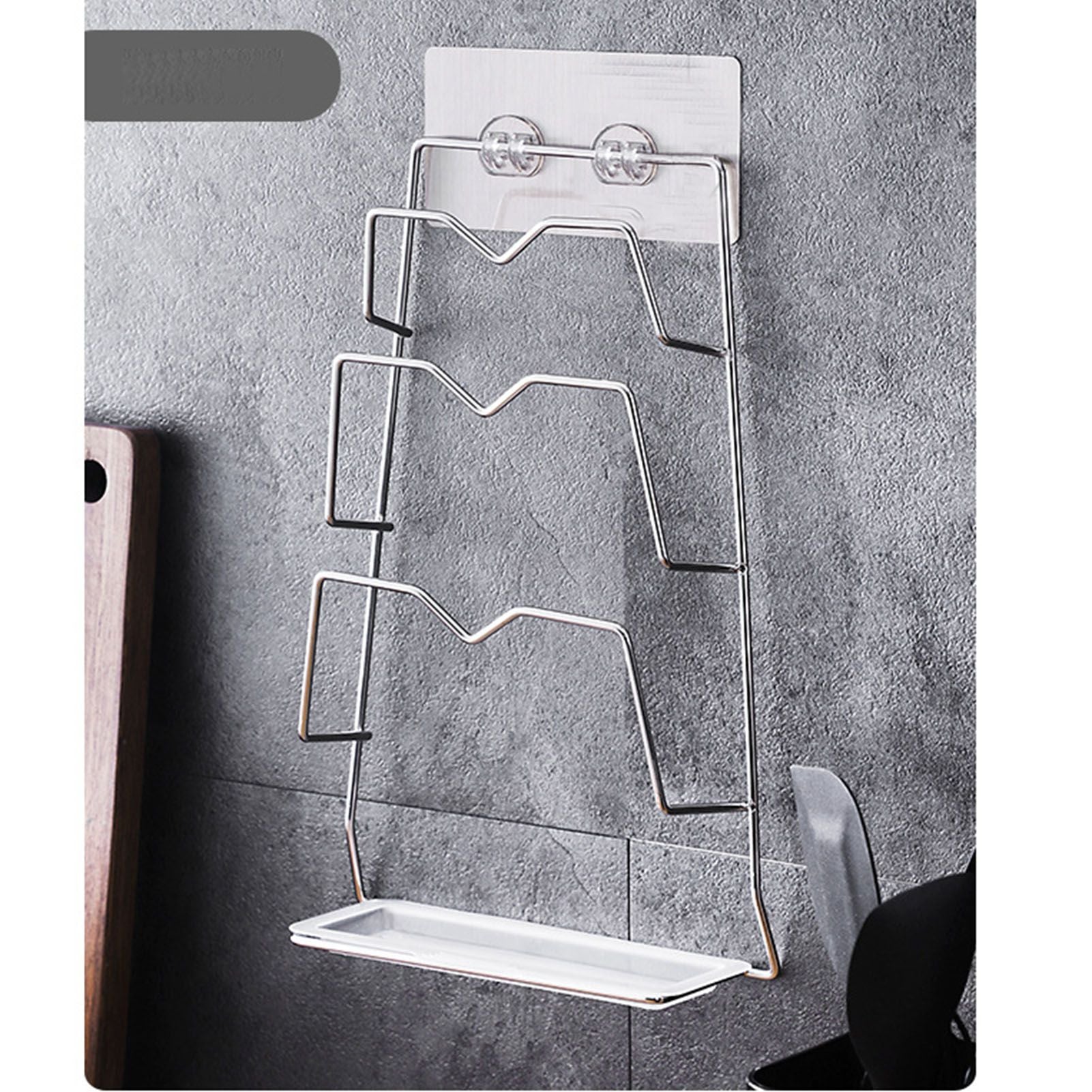 Wall Mounted Pot Lid Rack 3 Layers Multifunction Stainless Steel Lid Holder Chopping Board Storage Rack for V1294-YM0521-3118230031611
