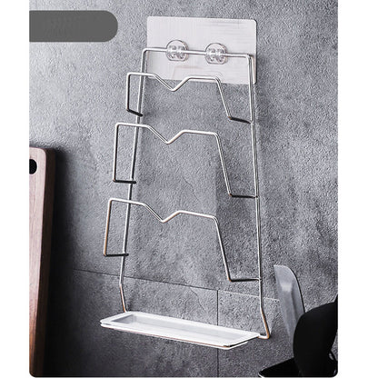 Wall Mounted Pot Lid Rack 3 Layers Multifunction Stainless Steel Lid Holder Chopping Board Storage Rack for V1294-YM0521-3118230031611