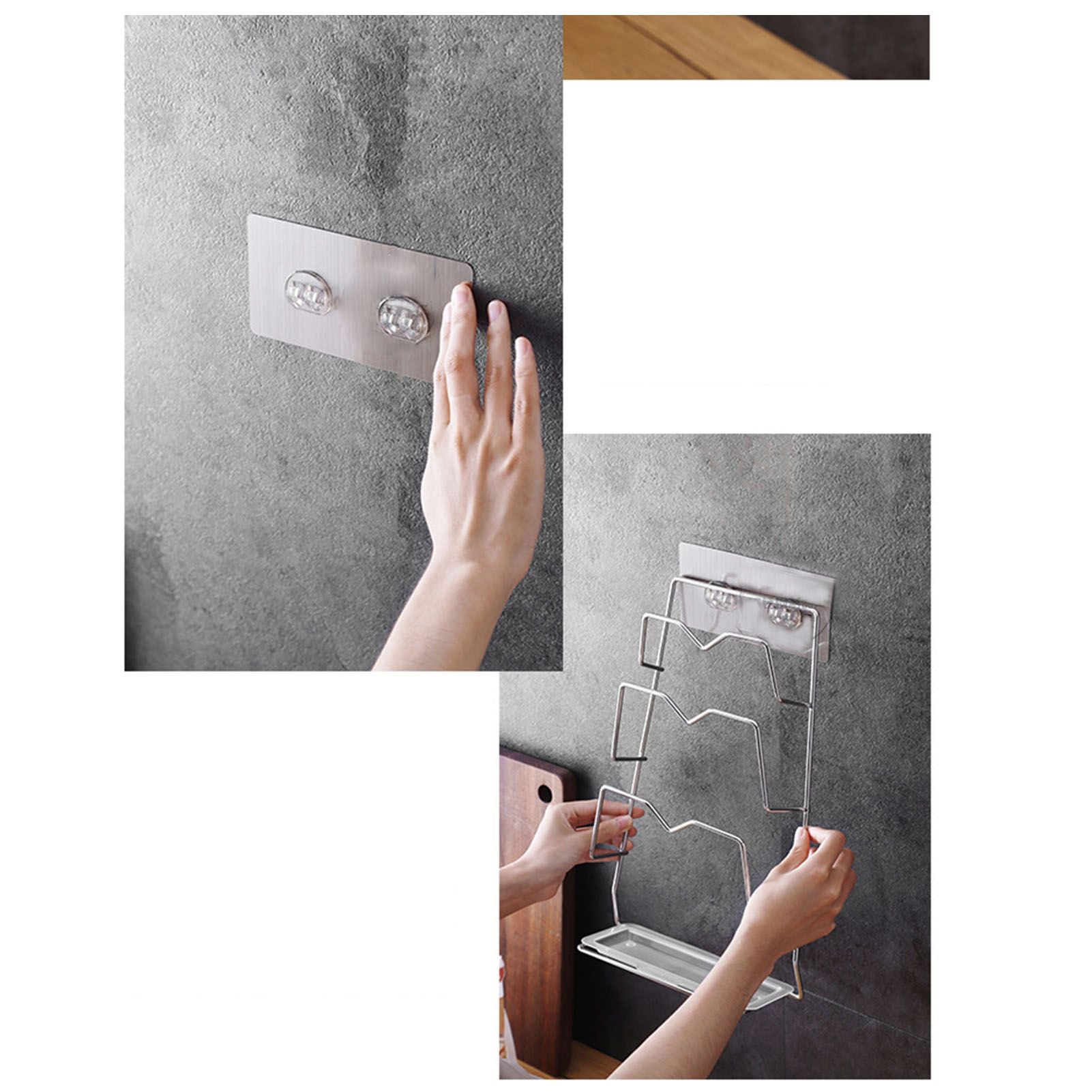 Wall Mounted Pot Lid Rack 3 Layers Multifunction Stainless Steel Lid Holder Chopping Board Storage Rack for V1294-YM0521-3118230031611