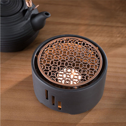 Teapot Warmer Kit with Bronze Color Mat Functional Convenient Tea Coffee Warm Tool for Coffee Beverages V1294-YM0521-3118230033311