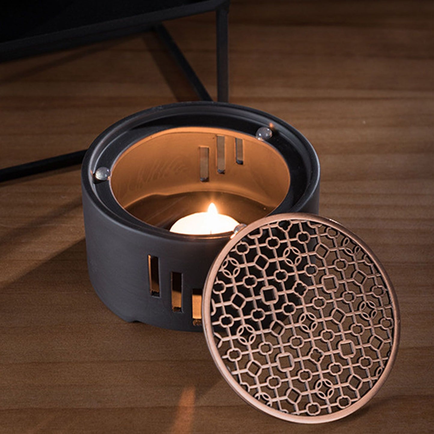 Teapot Warmer Kit with Bronze Color Mat Functional Convenient Tea Coffee Warm Tool for Coffee Beverages V1294-YM0521-3118230033311