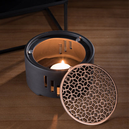 Teapot Warmer Kit with Bronze Color Mat Functional Convenient Tea Coffee Warm Tool for Coffee Beverages V1294-YM0521-3118230033311