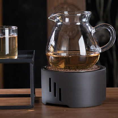 Teapot Warmer Kit with Bronze Color Mat Functional Convenient Tea Coffee Warm Tool for Coffee Beverages V1294-YM0521-3118230033311