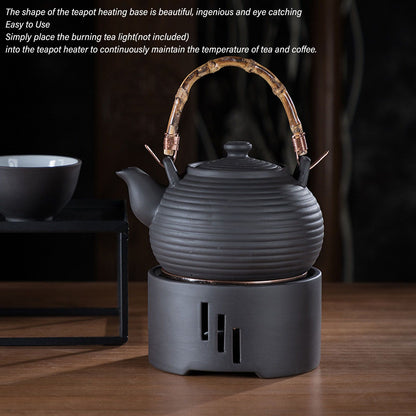 Teapot Warmer Kit with Bronze Color Mat Functional Convenient Tea Coffee Warm Tool for Coffee Beverages V1294-YM0521-3118230033311