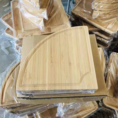 Bamboo Cheese Plate Board with 2 Knife Concealed Compartment Bread Fruit Snack Serving Tray V1294-YM0521-3118230033811