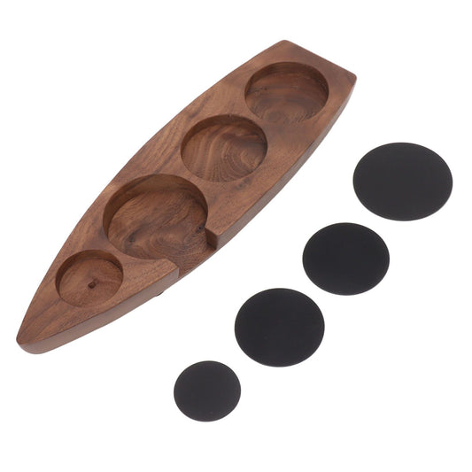 Boat Shape Coffee Tamper Holder Walnut Wood Coffee Distributor Holder Station for Cafe Western Restaurant Bar V1294-YM0521-3118230036212