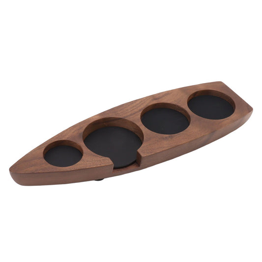 Boat Shape Coffee Tamper Holder Walnut Wood Coffee Distributor Holder Station for Cafe Western Restaurant Bar V1294-YM0521-3118230036212