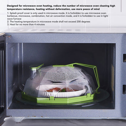 Microwave Splash Heating Cover PC Food Splatter Guard with Extension Handle for Kitchen Cooking Grass Green V1294-YM0521-3118230036512