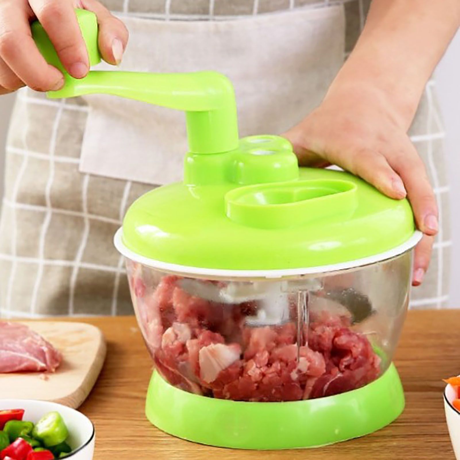 Manual Vegetable Grinder Stainless Steel Blade Portable Food Meat Mixer for Kitchen Restaurant V1294-YM0521-3118230038411