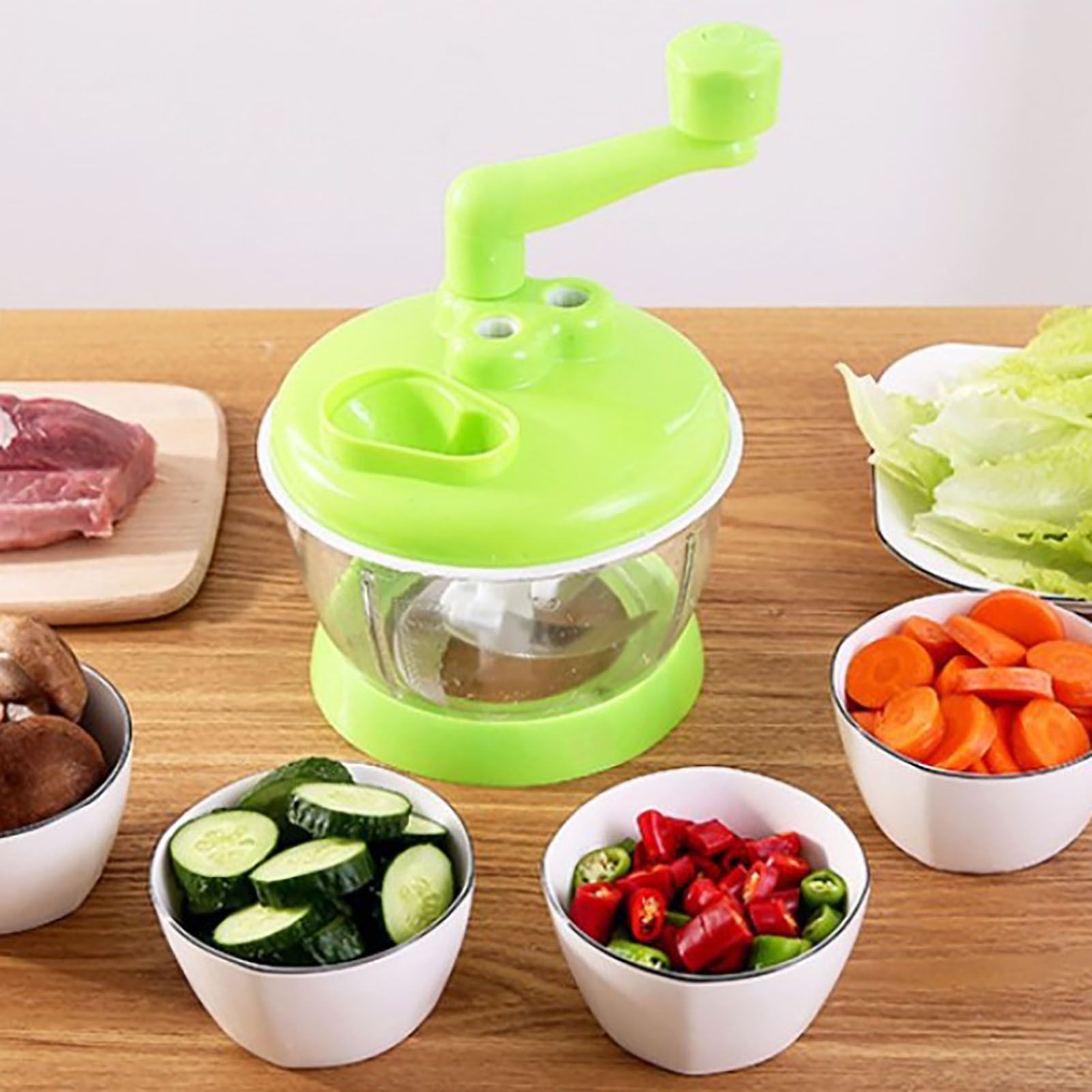 Manual Vegetable Grinder Stainless Steel Blade Portable Food Meat Mixer for Kitchen Restaurant V1294-YM0521-3118230038411