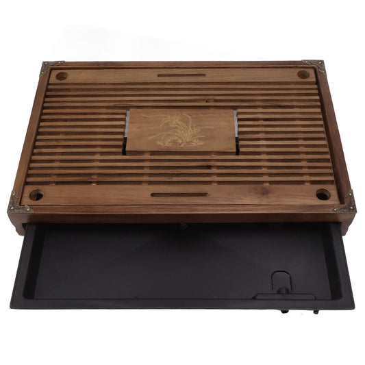 Gongfu Tea Tray Water Storage Drainage Home Decoration Ornament Serving Tray for Office Brown V1294-YM0521-3118230040111