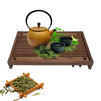 Gongfu Tea Tray Water Storage Drainage Home Decoration Ornament Serving Tray for Office Brown V1294-YM0521-3118230040111