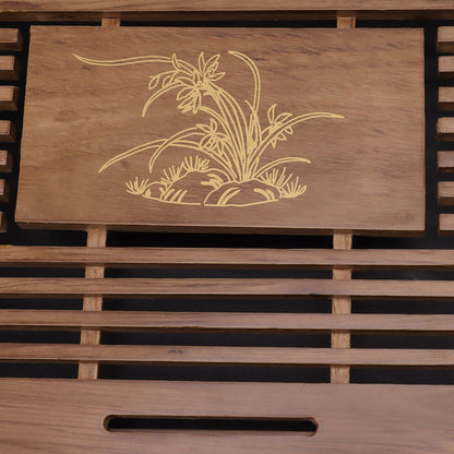 Gongfu Tea Tray Water Storage Drainage Home Decoration Ornament Serving Tray for Office Brown V1294-YM0521-3118230040111