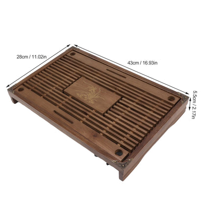 Gongfu Tea Tray Water Storage Drainage Home Decoration Ornament Serving Tray for Office Brown V1294-YM0521-3118230040111
