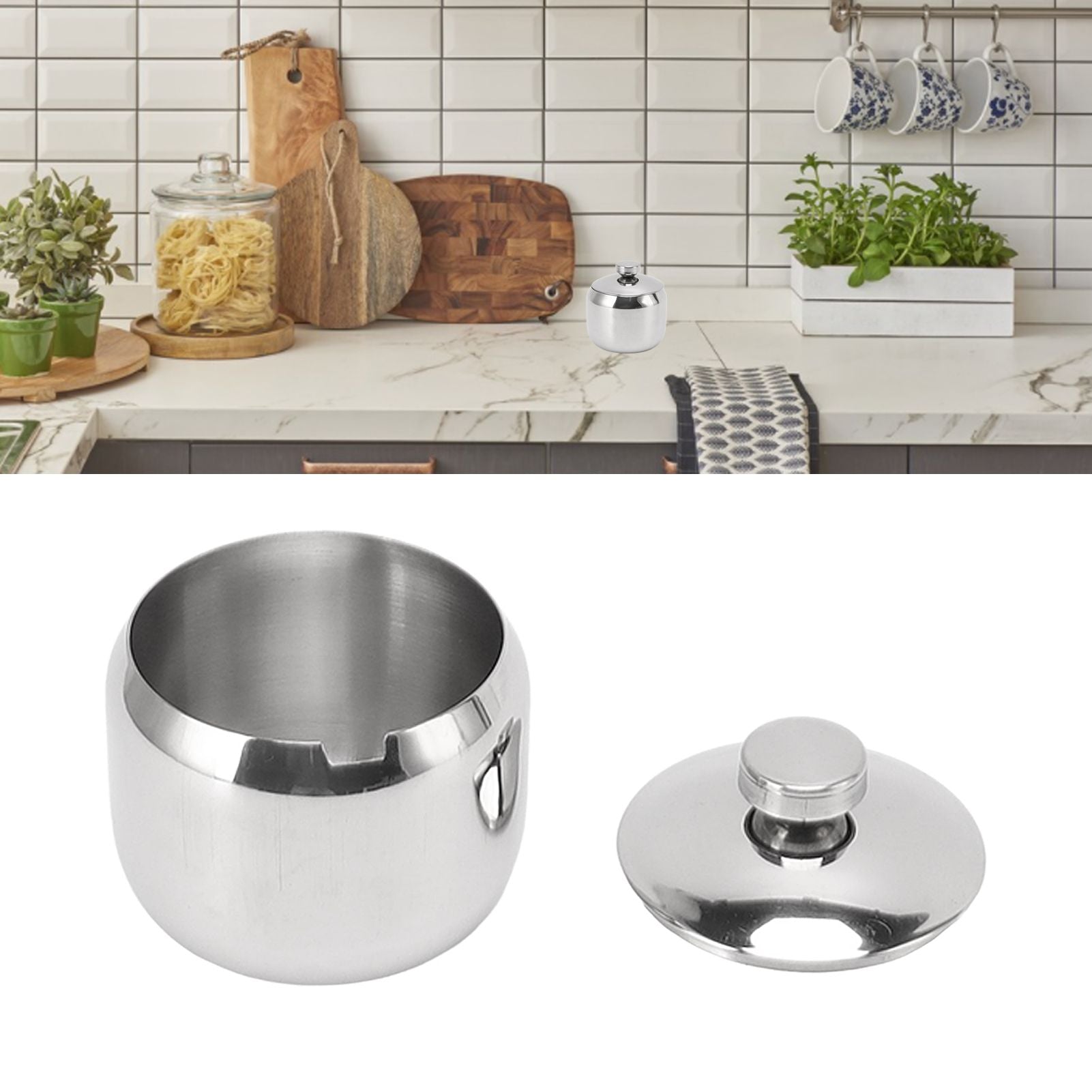 Condiment Jar with Lid 304 Stainless Steel Seasoning Container Pot for Spice Salt Sugar V1294-YM0521-3118230046311