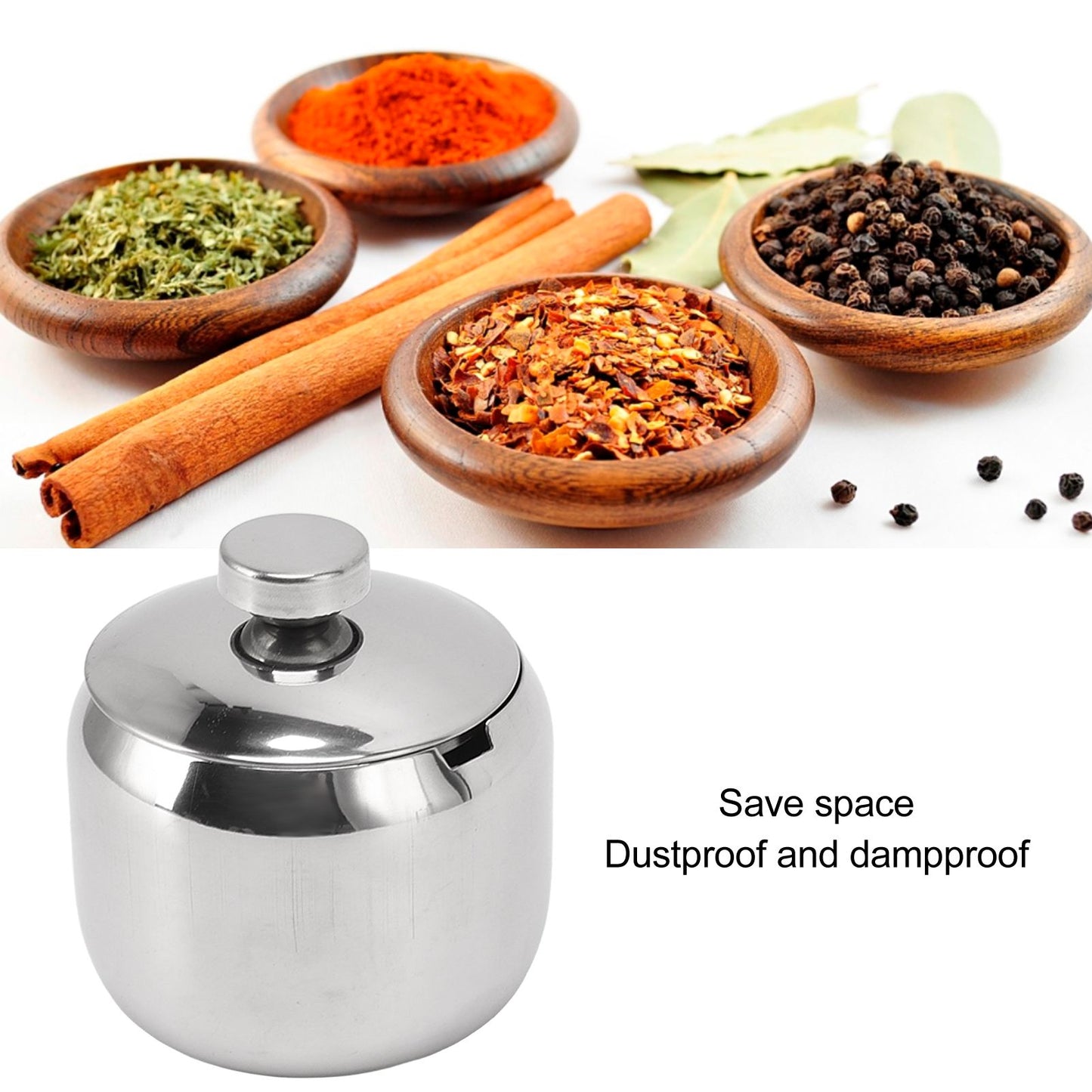 Condiment Jar with Lid 304 Stainless Steel Seasoning Container Pot for Spice Salt Sugar V1294-YM0521-3118230046311