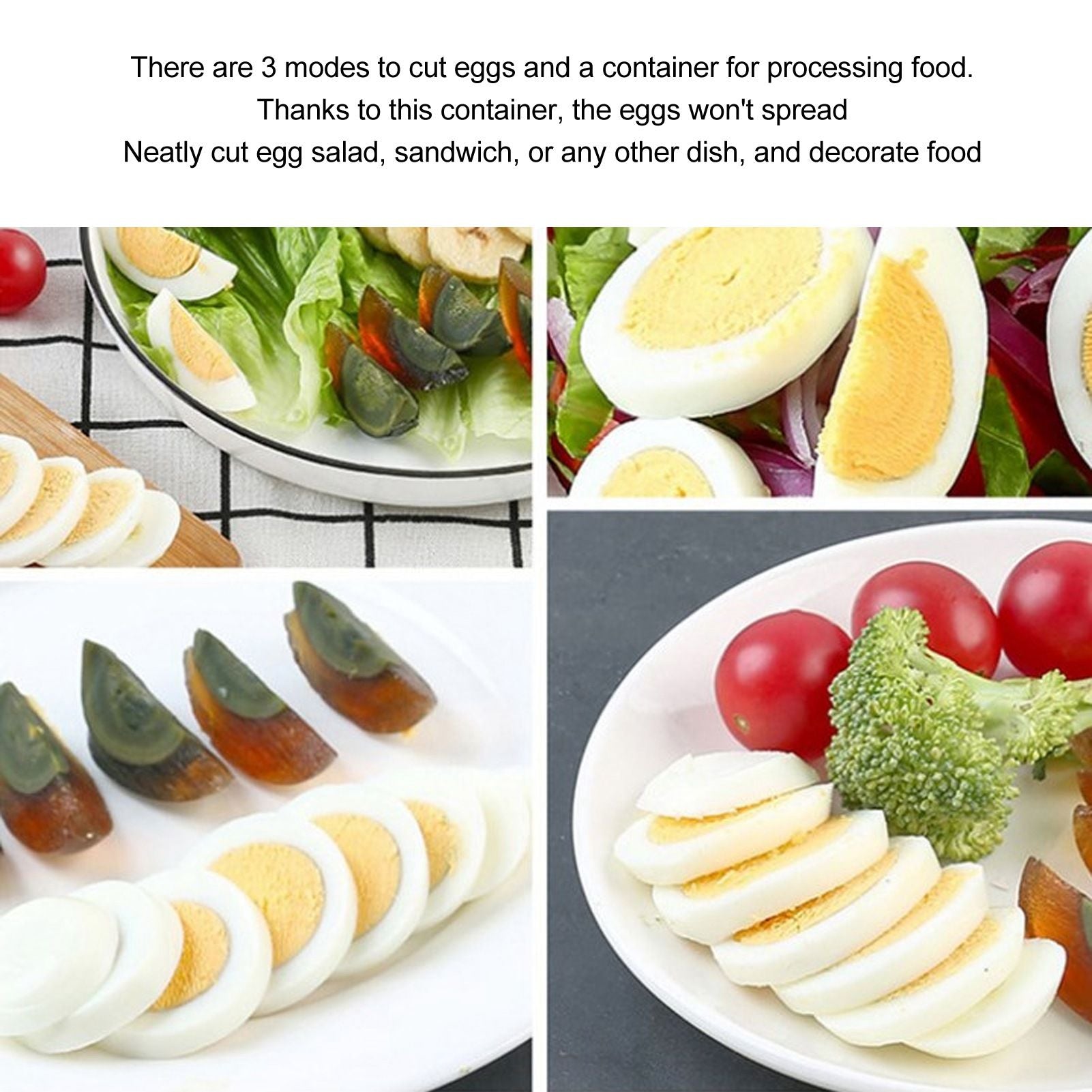Egg Dicer 3 Slicing Modes Hard Boiled Egg Cutter Kitchen Cutter for Decoration Salad Sandwich V1294-YM0521-3118230046411