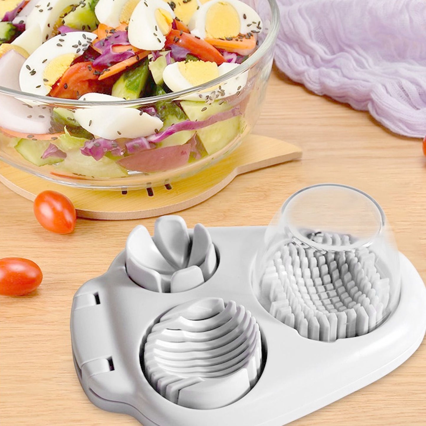 Egg Dicer 3 Slicing Modes Hard Boiled Egg Cutter Kitchen Cutter for Decoration Salad Sandwich V1294-YM0521-3118230046411
