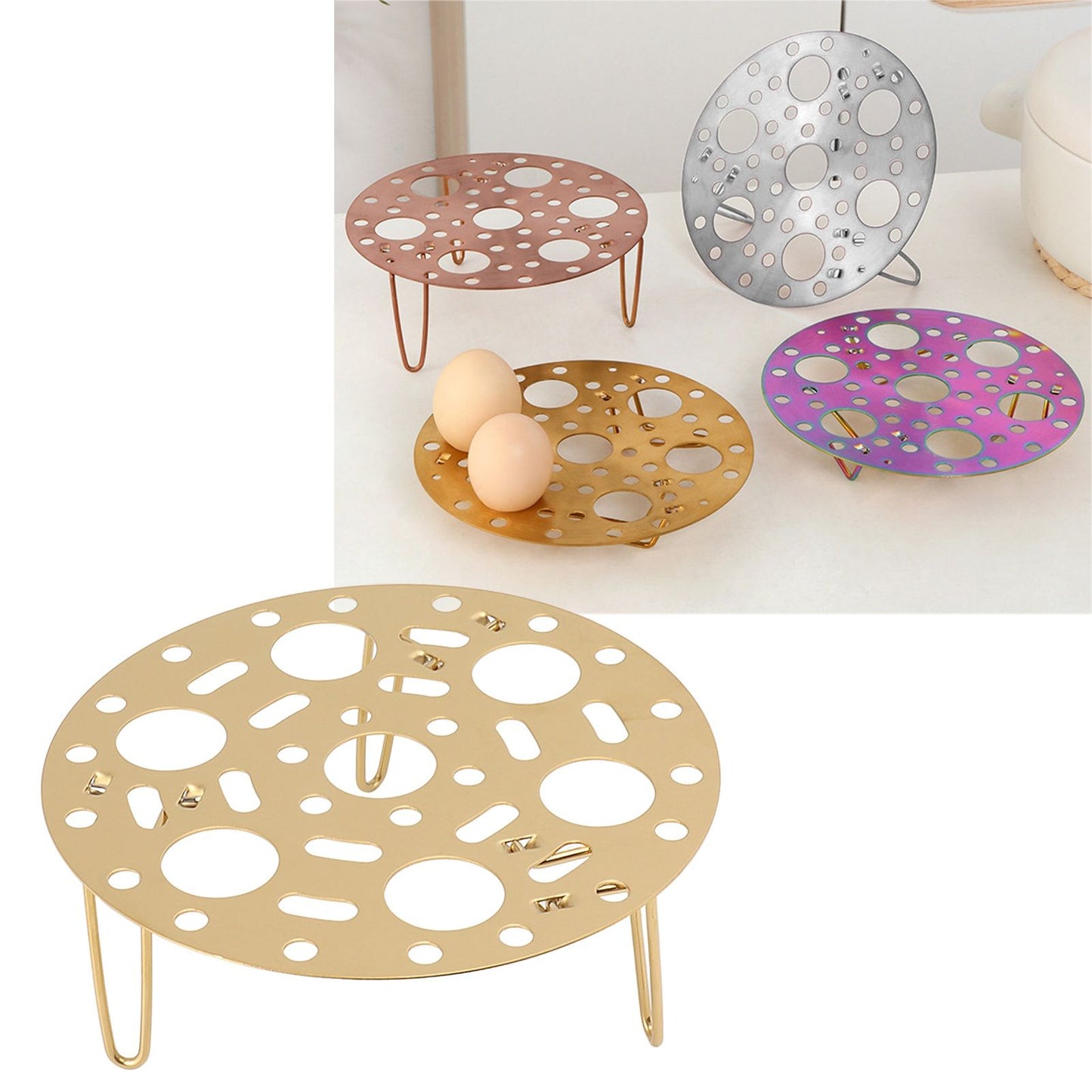Steaming Rack Stainless Foldable Multi Function Steel Steaming Tray Dumplings Egg Steaming Tool for Home V1294-YM0521-3118230046612
